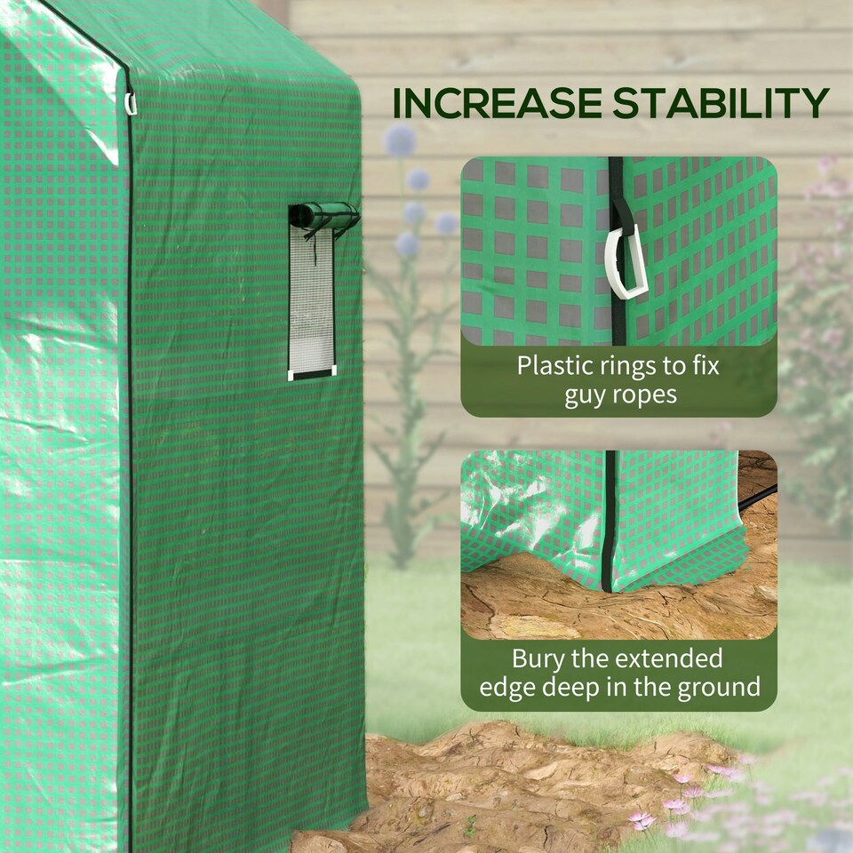 image 1 of Outsunny Walk-in Greenhouse Cover Replacement with Door and Mesh Windows, Green