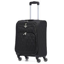 Flight Knight Lightweight 4 Wheel 800D Soft Case Quilted Suitcase Cabin Carry On Hand Luggage Ryanair Maximum Priority Carry On Approved Black | Black | Cabin Bag