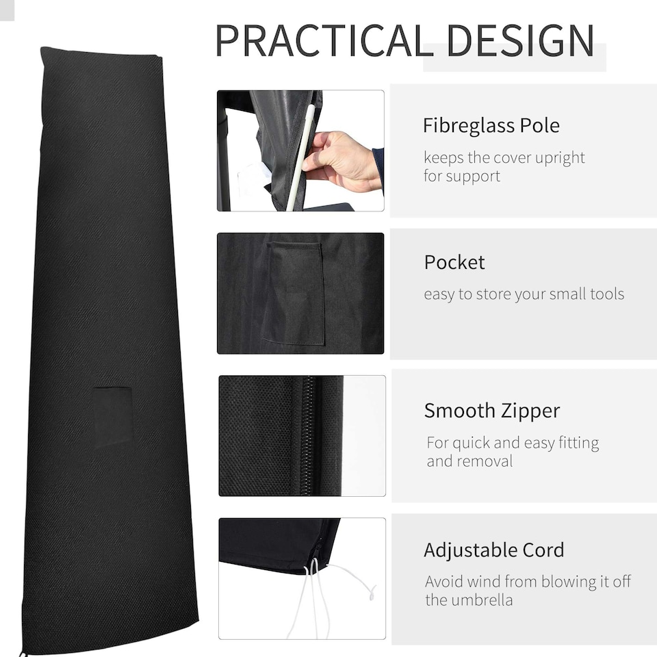 image 1 of Outsunny Parasol Umbrella Cover Outdoor Protector Weatherproof Cantilever Garden