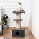 image 7 of PawHut 96cm Multi-level Cat Tree with Scratch Post Removable Cover, Grey