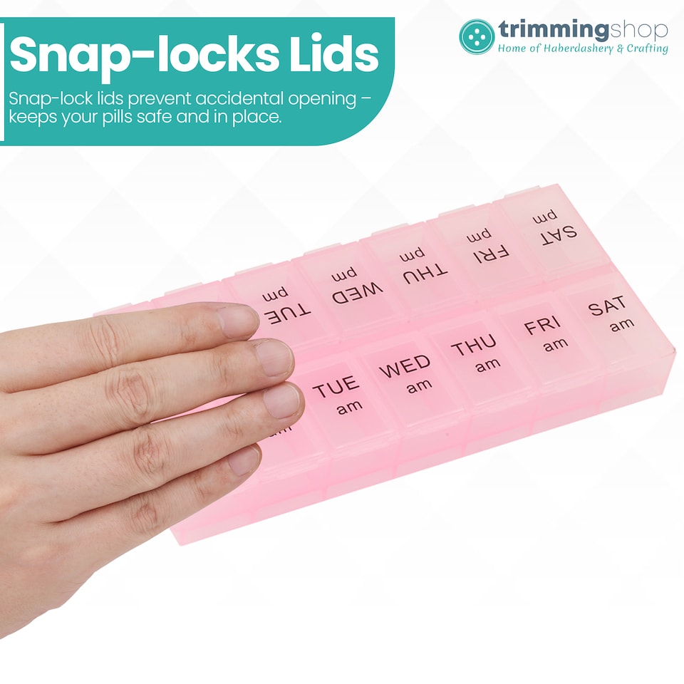 image 1 of 2 Times A Day Weekly Pill Organiser, 14-Compartment Pill Case - 3pcs