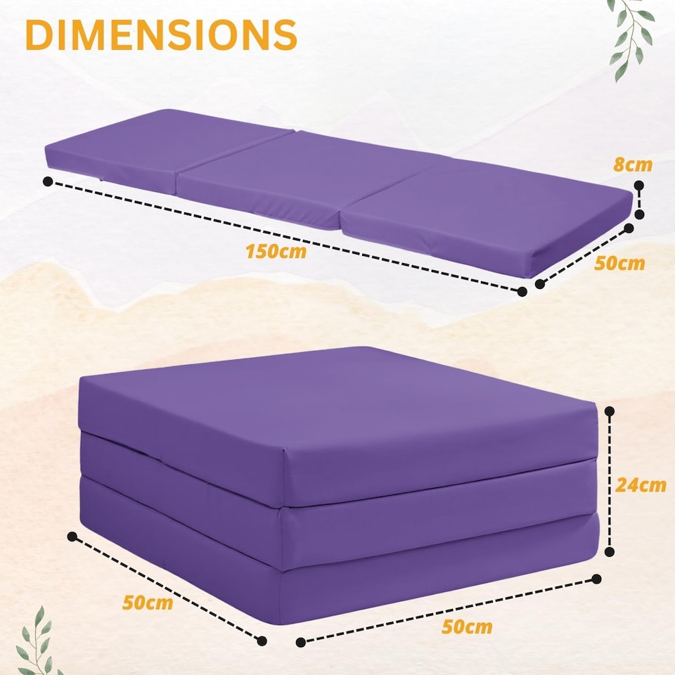 image 1 of Tri Fold Fold Out Z Bed Futon Sofa Chair Mattress