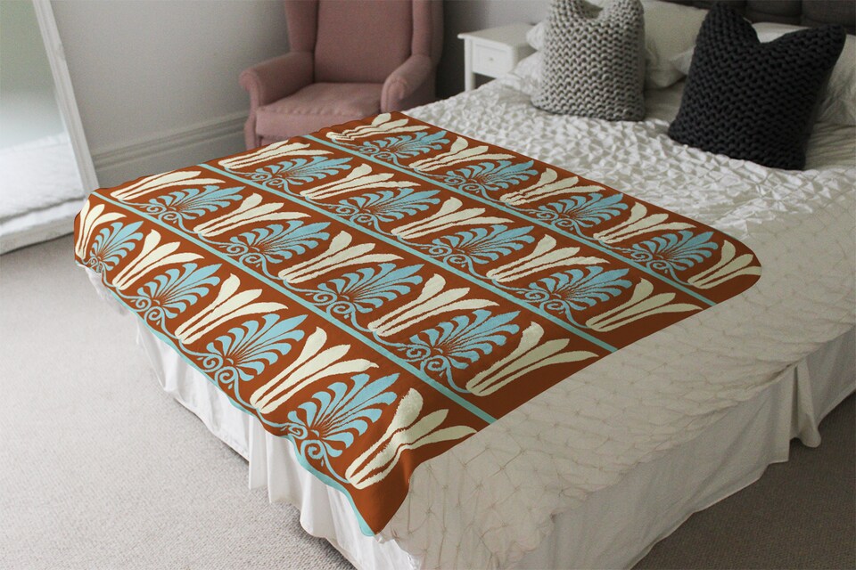 image 1 of Egyptian Flower Ornament Pattern Blanket | Multi