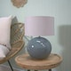 image 3 of ValueLights Bosco Eucalyptus Ceramic Table Lamp with Grey Drum Shade