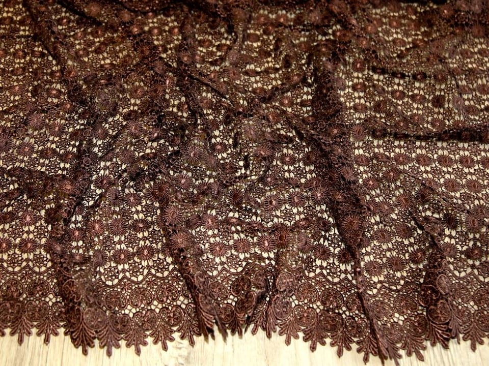 Brown Heavy Guipure Lace Fabric for Bridal, Dressmaking, 137cm / 53" Wide - per metre