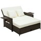image 1 of Outsunny Garden Rattan Furniture Set 2 Seater Patio Sun Lounger Daybed Sun Bed