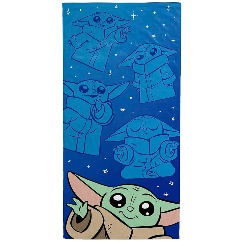 image 1 of Star Wars: The Mandalorian Grogu Baby Yoda Beach Towel - Royal Blue/Green/Brown - One Size | Blue | One size