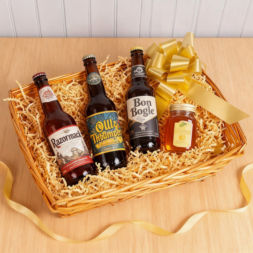 image 1 of Wickerfield Honey Wicker Gift Hamper Basket Kit with Shredded Paper