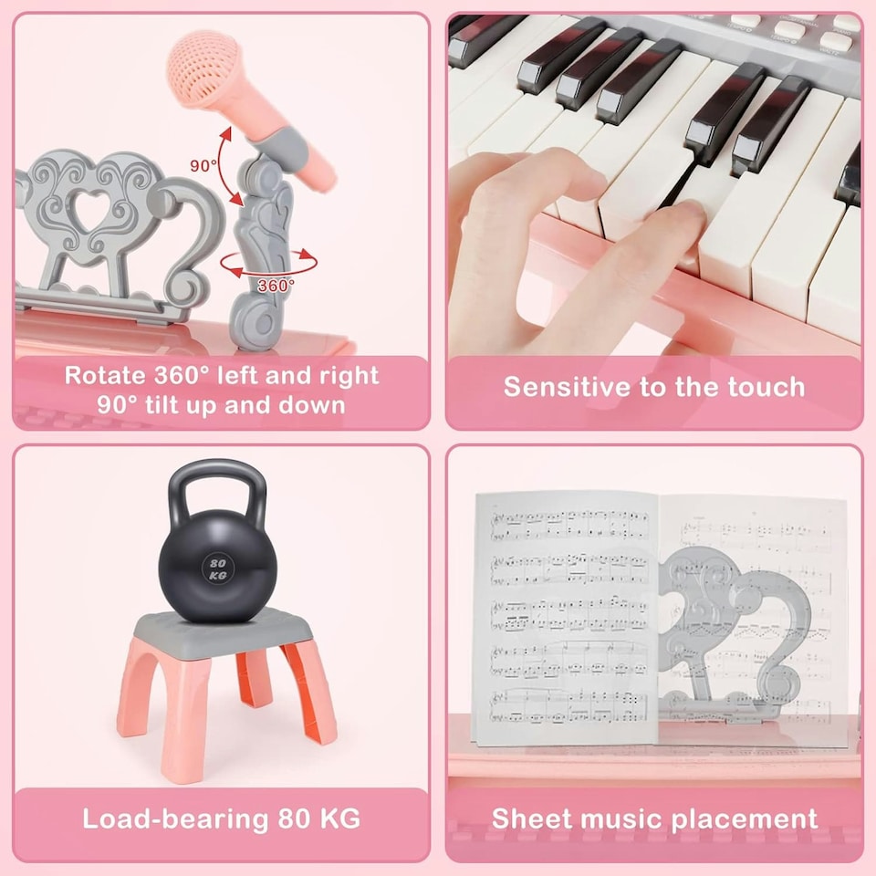 image 1 of Piano Toy 25 Keys Music Toy Instruments with Microphone Piano Keyboard Toy