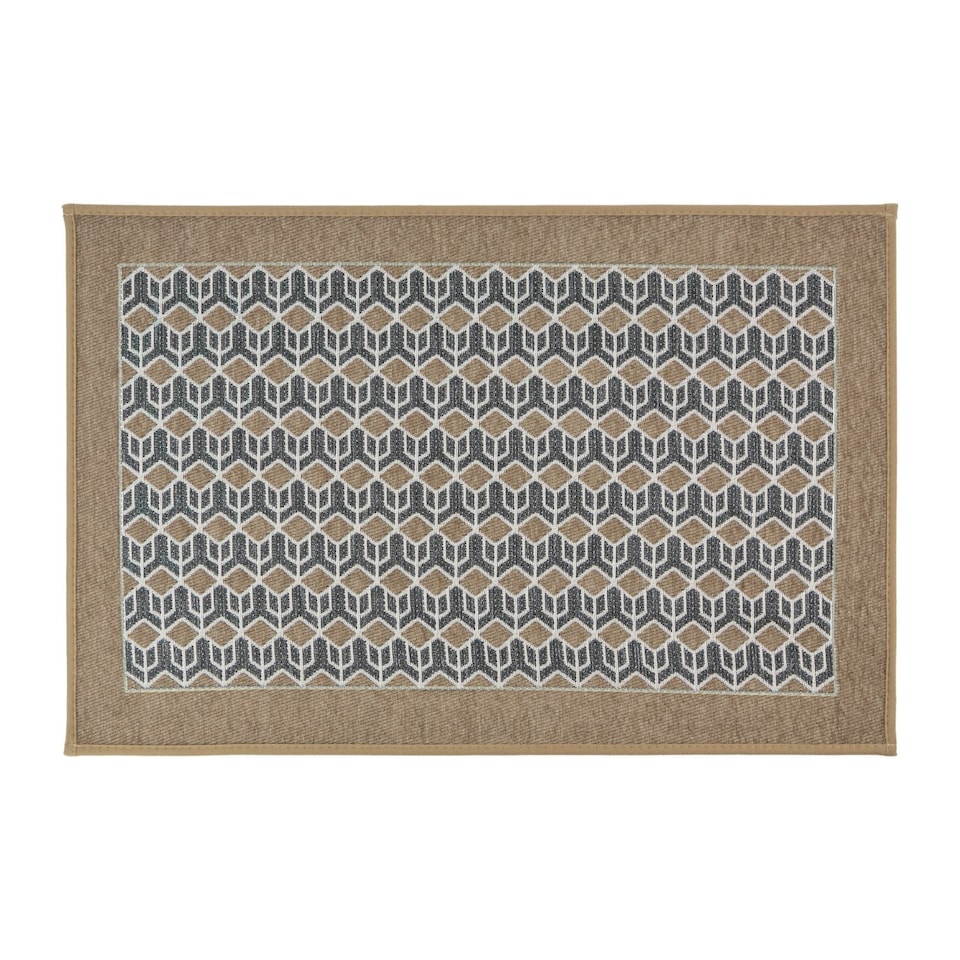 image 1 of JVL Allure Machine Washable Entrance Doormat, 50x75cm - Beige