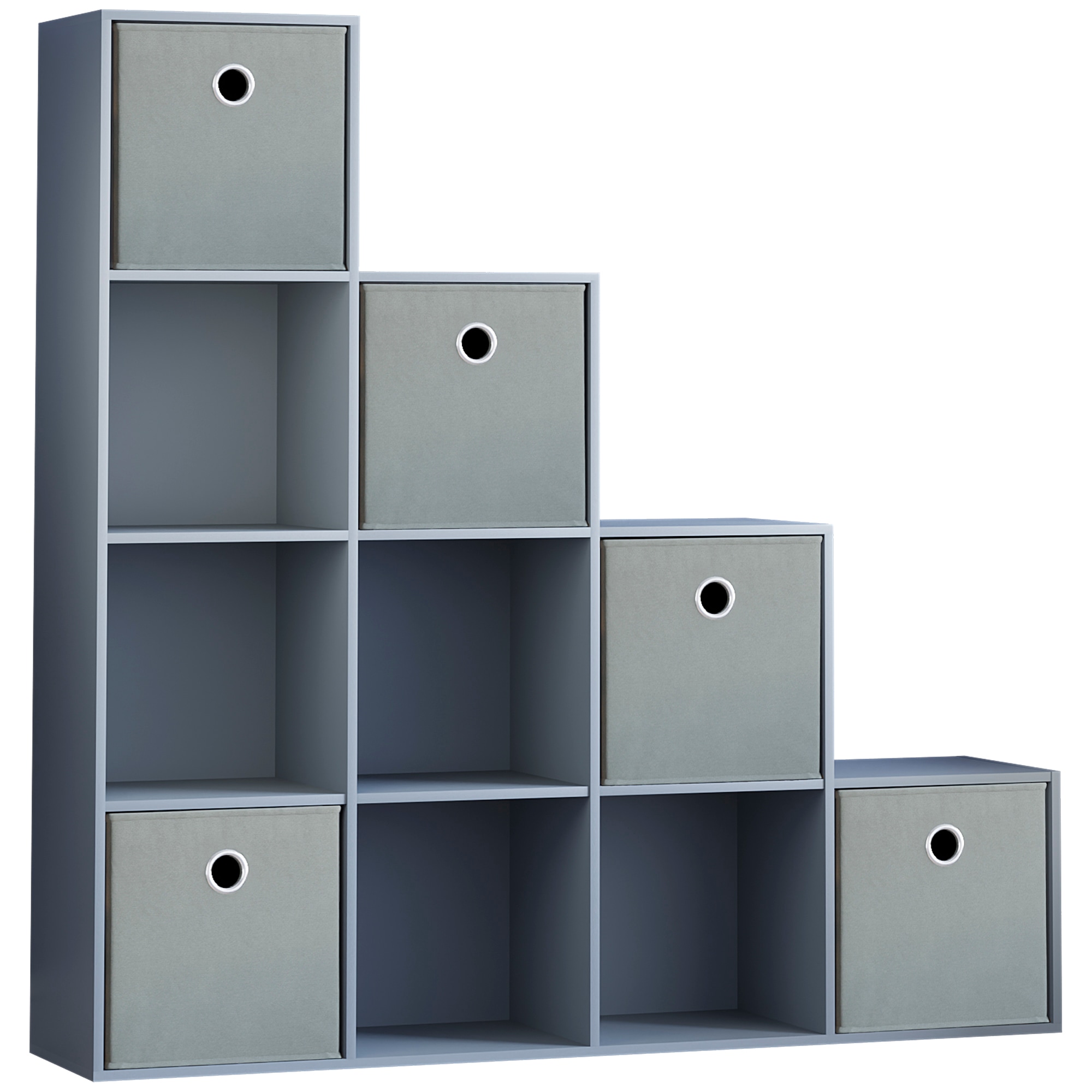Vida Designs Durham 10 Cube Storage Unit, Grey & Set of 5 Grey Cube Storage Baskets