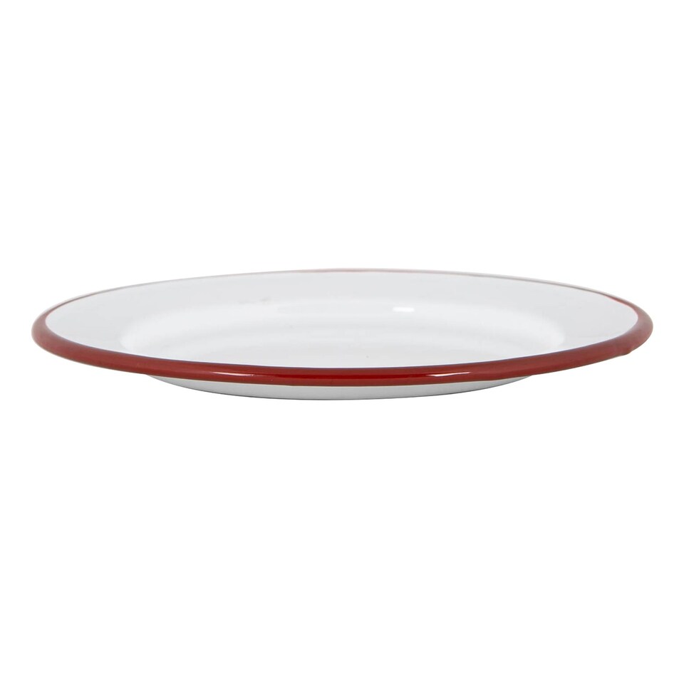 image 1 of Argon Tableware White Enamel Side Plates - 20cm - Red - Pack of 6