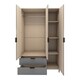 image 3 of Madrid 3 Door 2 Drawer Mirrored Wardrobe - L52 x W121.5 x H196 cm - Grey/White Gloss Grey