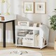 image 3 of COSTWAY Side End Table 3-Tier Bookshelf Rolling Nightstand White