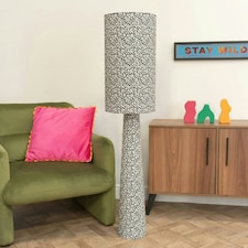 ValueLights Bertie Leopard Print Full Fabric Midi Floor Lamp Brown