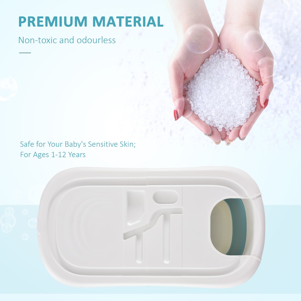 image 1 of HOMCOM Foldable Bathtub Kids Bath Tub with Lid Large Bathtubs for 1 - 12 Years