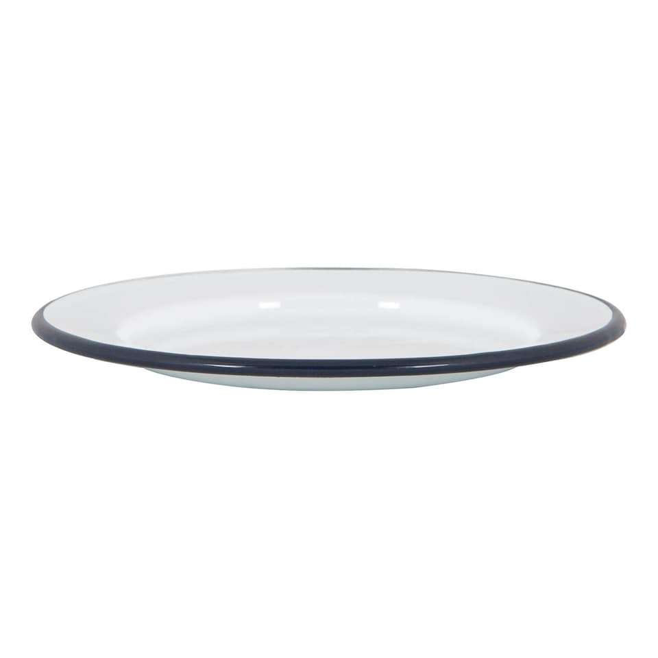 image 1 of Argon Tableware White Enamel Side Plates - 20cm - Navy - Pack of 6 | Blue | Navy
