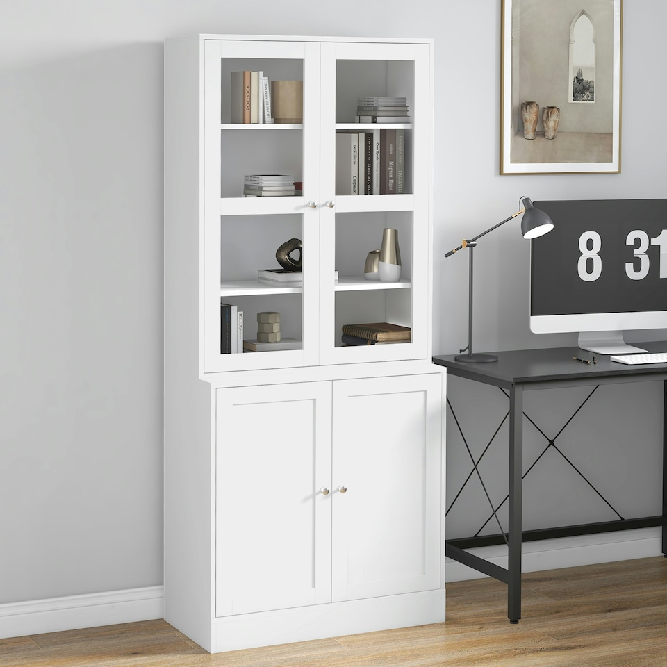 image 1 of HOMCOM Modern Bookcase Display Storage Cabinet w/ Doors Shelves