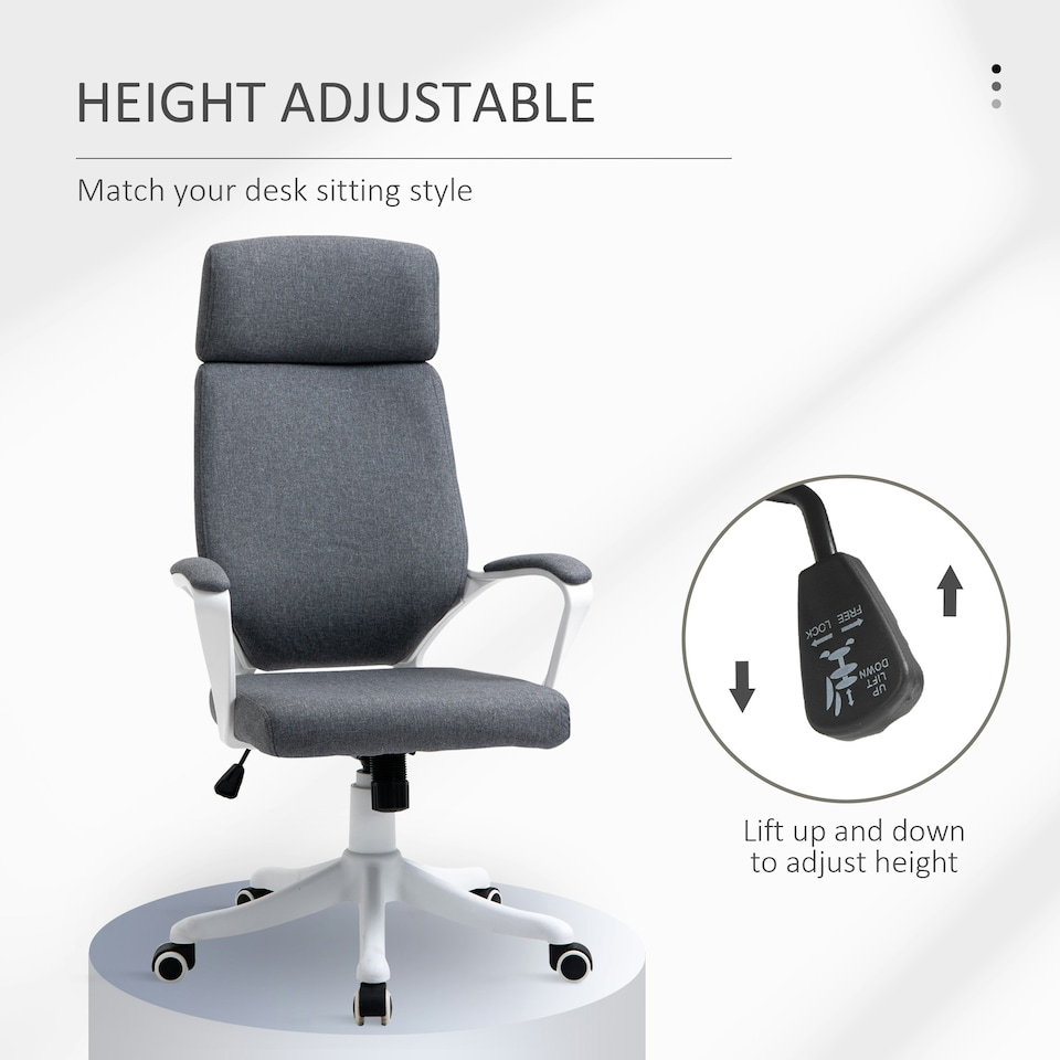 image 1 of Vinsetto Swivel Office Chair with Lumbar Back Support, Adjustable Height