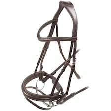 Velociti Raised Flash Leather Horse Bridle - Havana - X Full