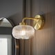 image 2 of ValueLights Amaia Gold IP44 Clear Ribbed Glass Wall Light & Bulbs | Gold