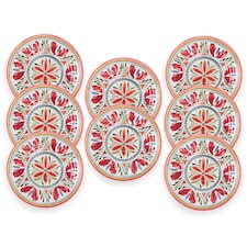 Mediterranean Melamine Dinner Plates - Set of 8 | Red