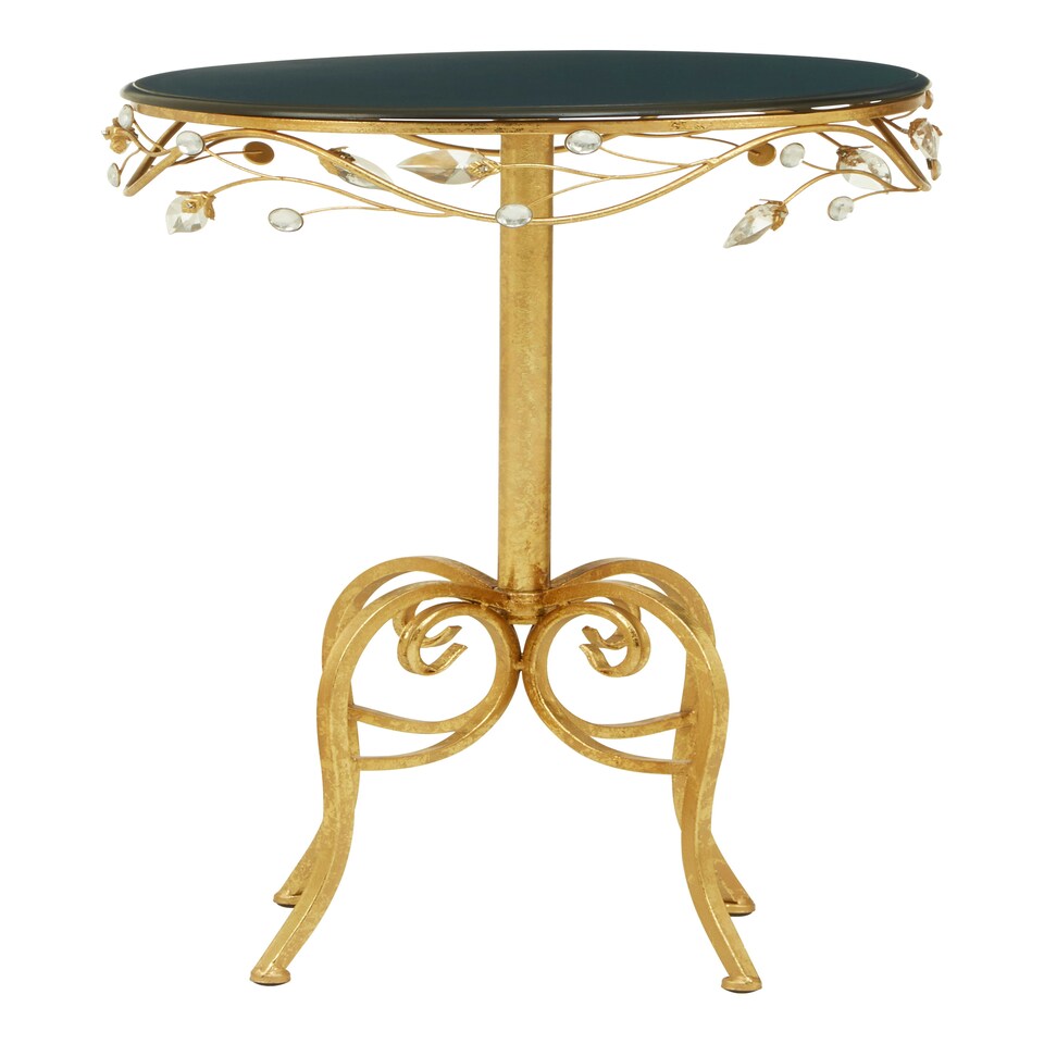 image 1 of Interiors By Premier Elegant Round Table With Black Wooden Top, Sturdy Small Table For Bedroom, Stylish Outdoor Side Table