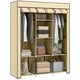 image 1 of HOMCOM Fabric Portable Wardrobe with 8 Shelves 2 Hanging Rails, Beige 