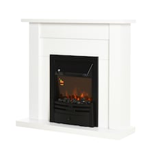 HOMCOM 1000W/2000W Electric Fire & Mantelpiece w/ LED Flames Remote Timer