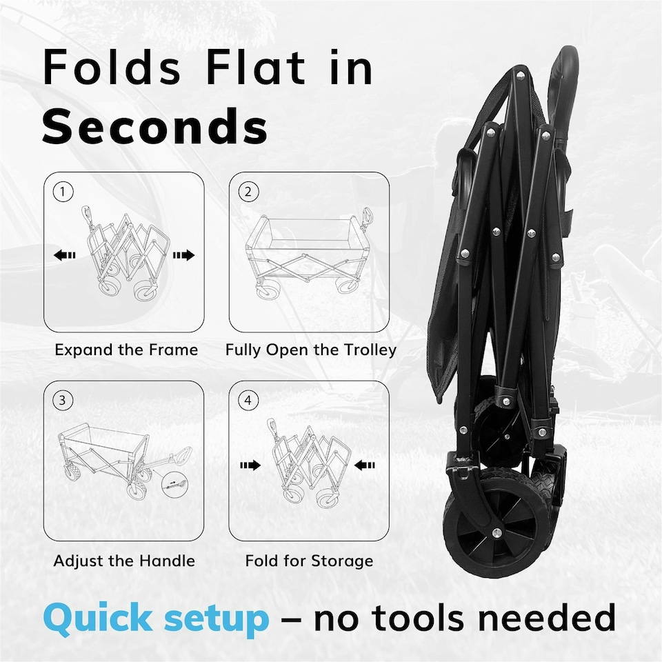 image 1 of 70L Foldable Utility Trolley Garden Home Camping Festivals No Assembly 100kg Load