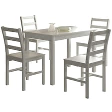 5 Piece Wooden Dining Set In White