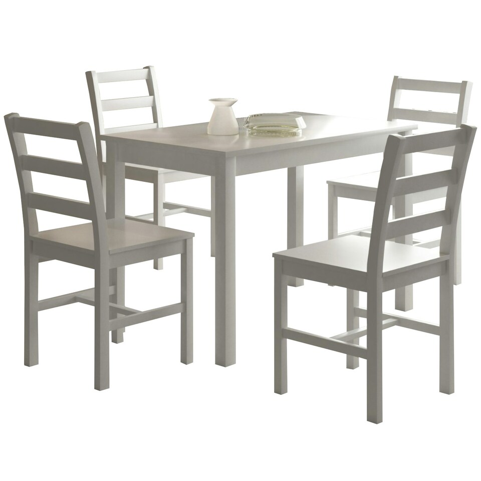 image 1 of 5 Piece Wooden Dining Set In White