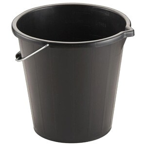 1 x Black 3 Gallon Strong Cement Mixing DIY 14L Bucket With Strong Metal Handle