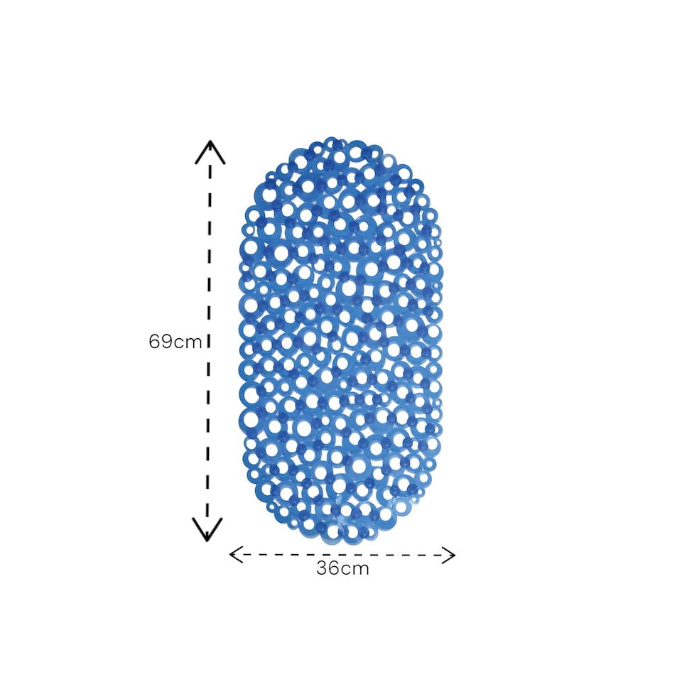 image 1 of Showerdrape Otto Blue Anti Slip PVC Bath Mat 69cm x 36cm | Blue | Blue | 1