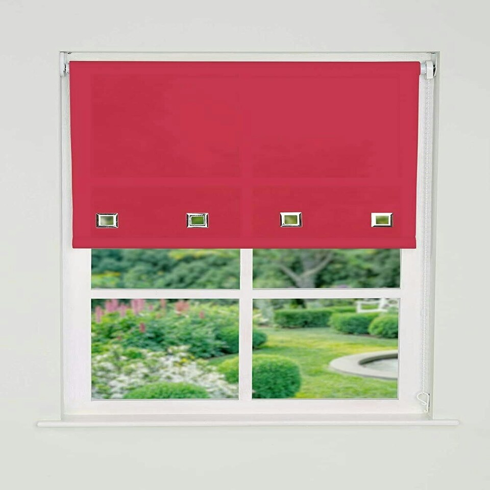image 1 of 120cm Red Square Eyelet Edge Roller Blind