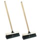 image 1 of 2 x 13" Strong Black Wooden Handle PVC Bristle Sweeping Broom Great For Outdoor Areas