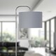image 7 of First Choice Lighting Set of 2 Chrome Arched Floor Lamps with Grey Cotton Shades Chrome | Grey