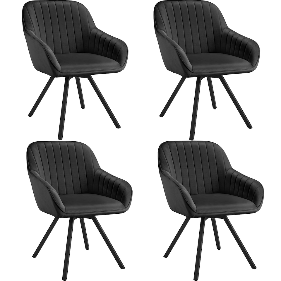 image 1 of Lounge Armchair Living Room Accent Chair 360 Swivel Slim Steel Legs Velvet Fabric | Black | black | 4