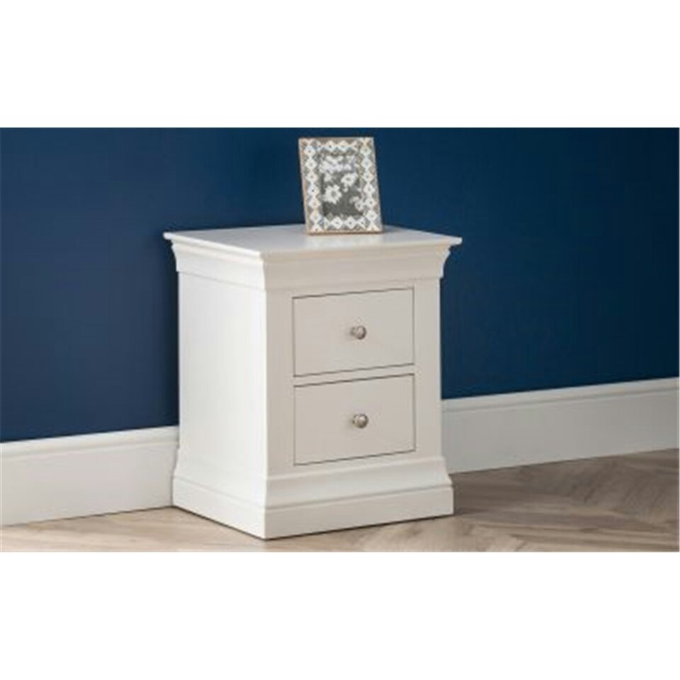 image 1 of Classical Pine 2 Drawer Bedside Chest - Surf White