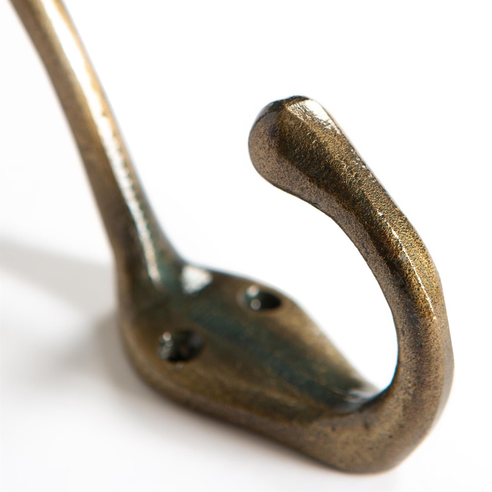image 1 of Hammer & Tongs Narrow Hat & Coat Hook - W30mm x H140mm - Brass