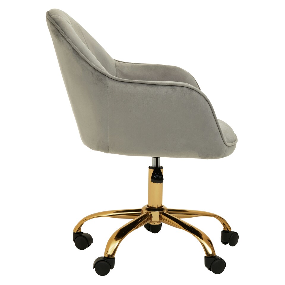 image 1 of Interiors by Premier Brent Grey Velvet And Gold Home Office Chair