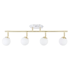 BHS Lott Terrazzo Opal Ball 4 Light Spotlight Bar, Satin Brass | Gold | Satin Brass | 1