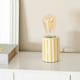 image 2 of ValueLights Small Ceramic Bedside Table Lamp White & Yellow Candy Stripe