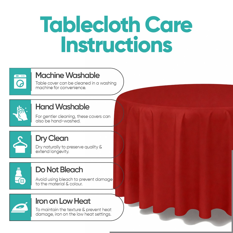 image 1 of Round Polyester Tablecloth, 220GSM Washable Table Linen - 90 Inch