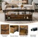 image 3 of COSTWAY Industrial Coffee Table Wooden Center Table with 2 Drawers | Brown