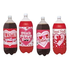 Valentine's 2 Litre Bottle Label Stickers - Pack of 4