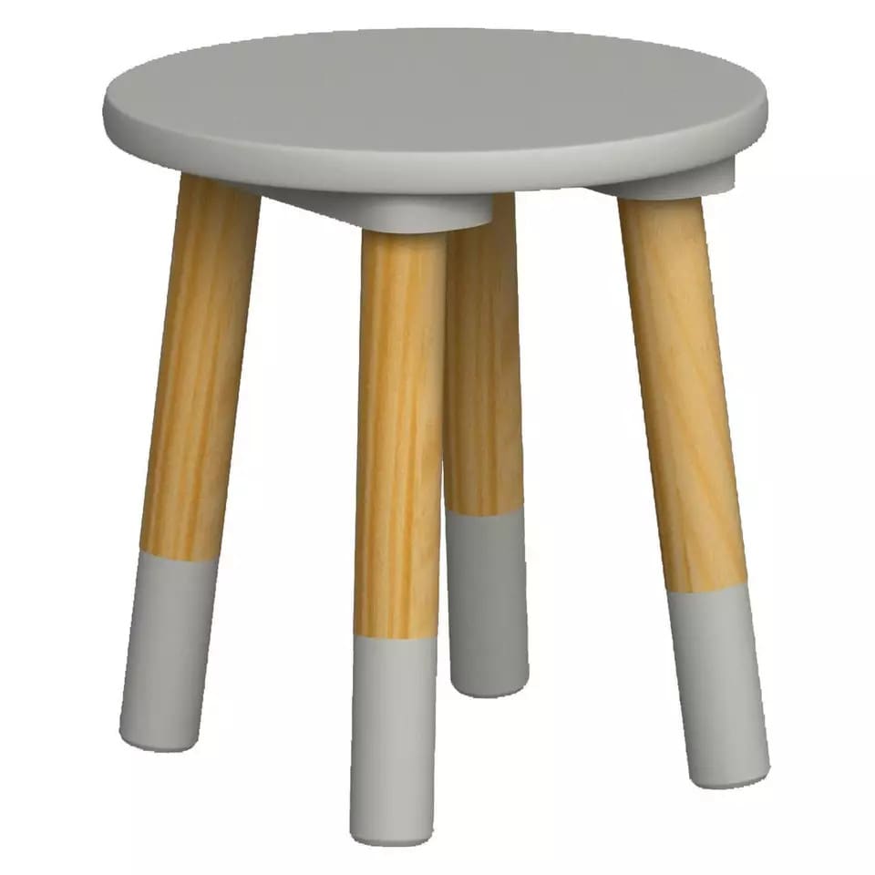 image 1 of Kids Wooden Round Table & Chair Set Toddlers Small Children Home Nursery Play | Multi | grey table with 4 chairs | 5