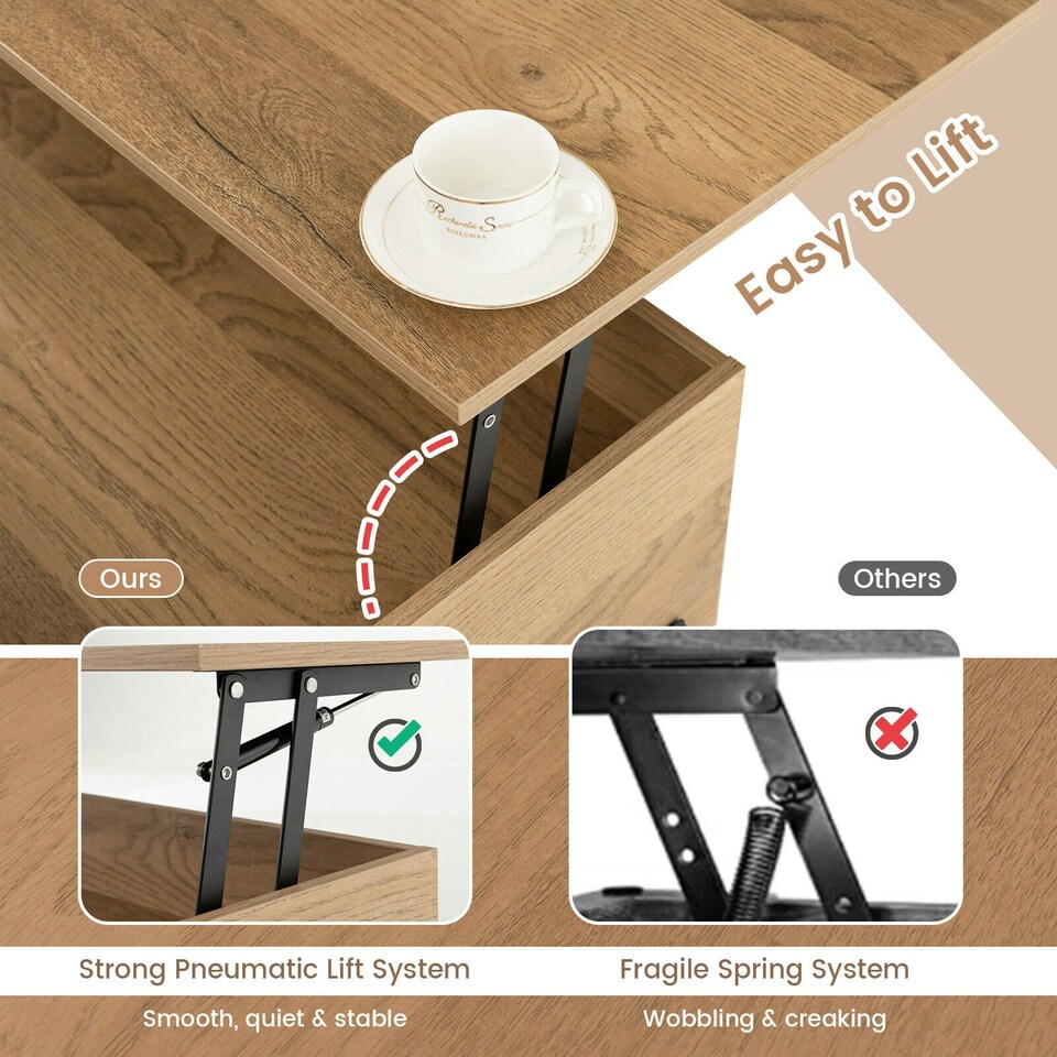image 1 of COSTWAY LiftTop Coffee Table Living Room Central Table N/A