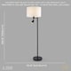 image 6 of Modern Black Floor Light with LED Adjustable Spot Lamp and White Cotton Shade | Black