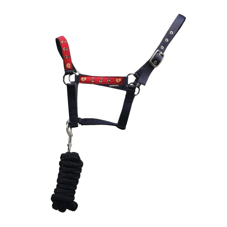 image 1 of Hy Thelwell Collection Balancing Act Head Collar & Lead Rope - Red/Navy - Full